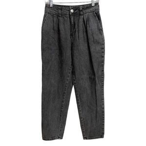 Who What Wear Women's High Waisted Pleated Jeans Size 4 Black Acid Washed Grunge